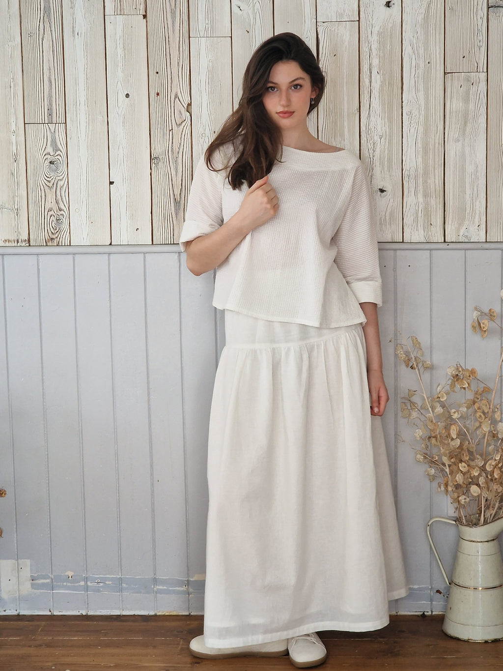 Anna Skirt in Cotton Linen Natural