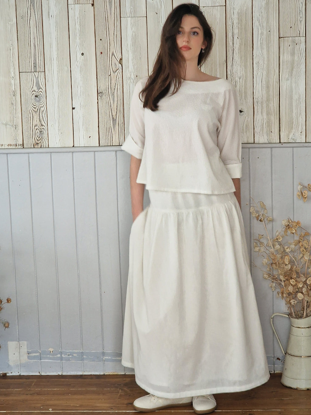 Anna Skirt in Cotton Linen Natural