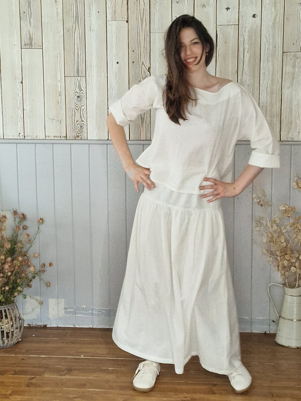 Anna Skirt in Cotton Linen Natural
